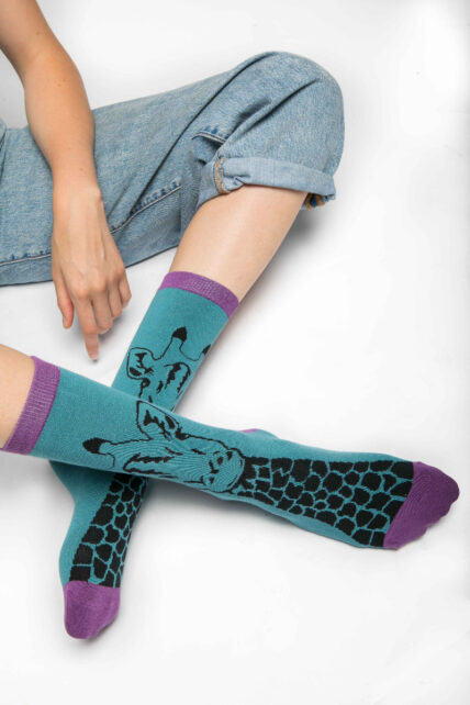 Giraffe Socks Blue-0