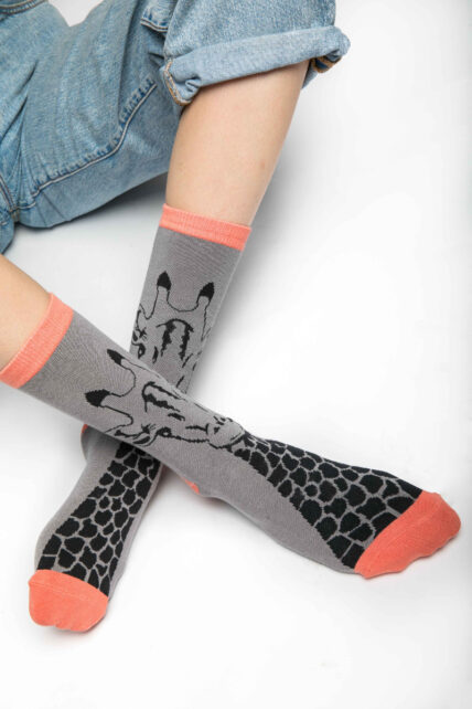 Giraffe Socks Grey-786