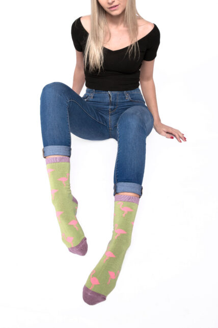 Flamingo Socks Green-1348