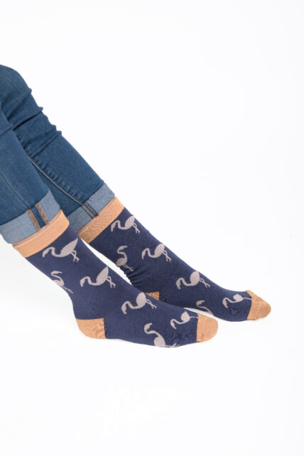 Flamingo Socks Navy-1342