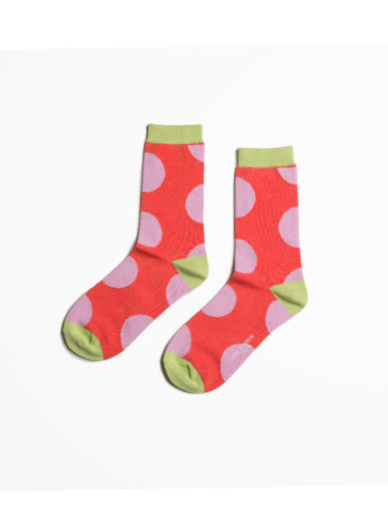Oversized Polka Dots Socks Coral-1333