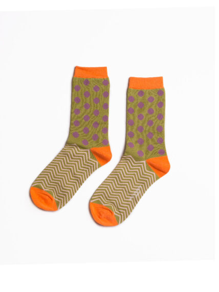 Polka Dots and Chevrons Socks Green-1319
