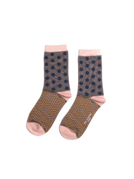 Polka Dots and Chevrons Socks Grey-1323