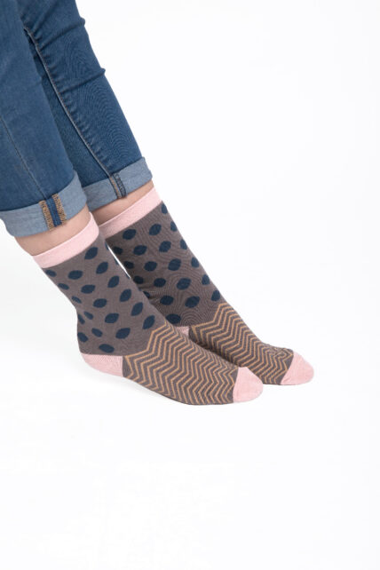 Polka Dots and Chevrons Socks Grey-0