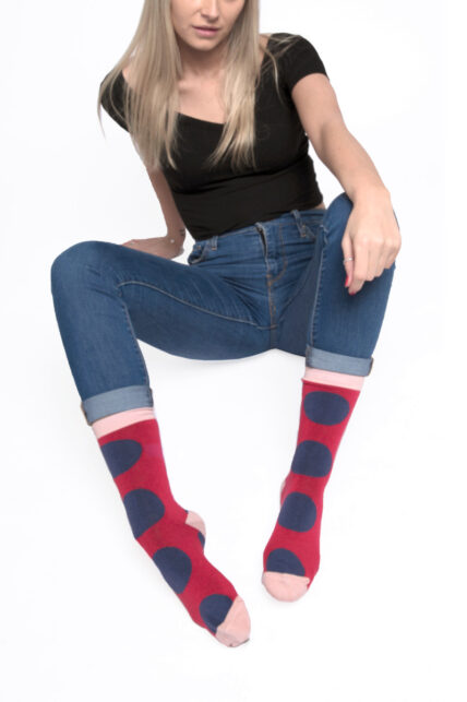 Oversized Polka Dots Socks Red-1329