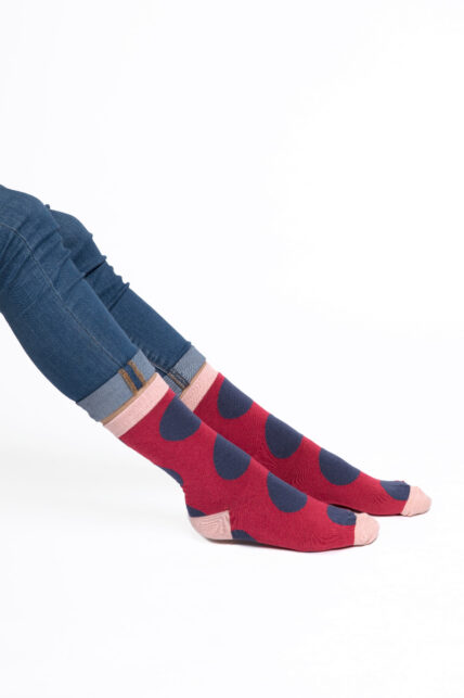 Oversized Polka Dots Socks Red-0