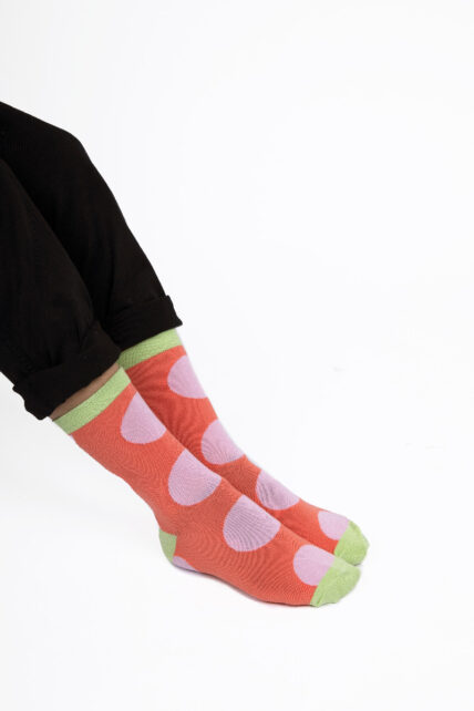 Oversized Polka Dots Socks Coral-0