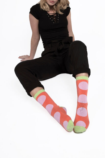 Oversized Polka Dots Socks Coral-1268