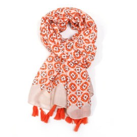 Flower with Tassels Scarf Orange-0