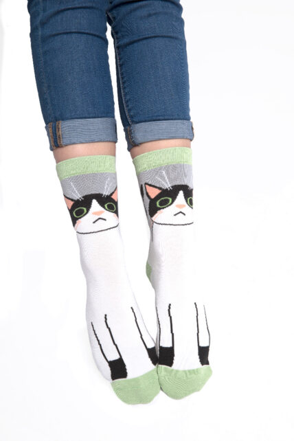 Kitty Cat Socks Grey-1524