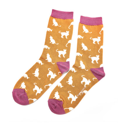 Cats Socks Mustard-0