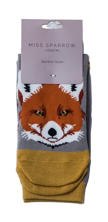 Fox Face Socks Grey-2419
