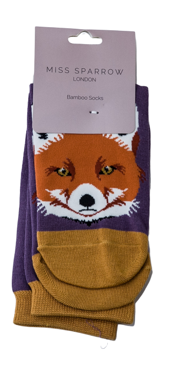 Fox Face Socks Purple-2416