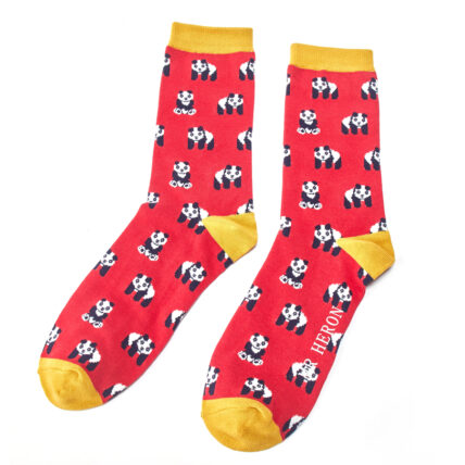 Mr Heron Pandas Socks Red-0