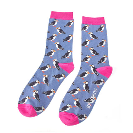Mr Heron Puffins Socks Blue-0