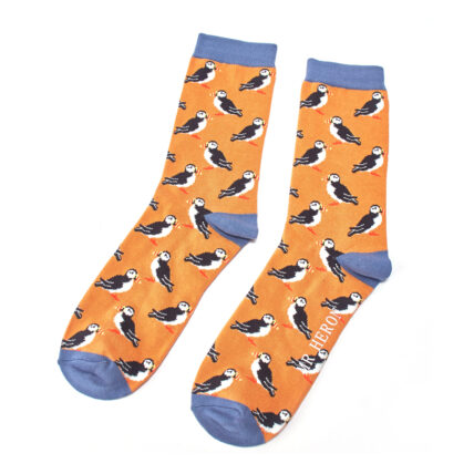 Mr Heron Puffins Socks Mustard-0