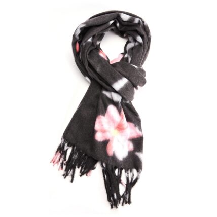 Thick Floral Scarf Charcoal-0