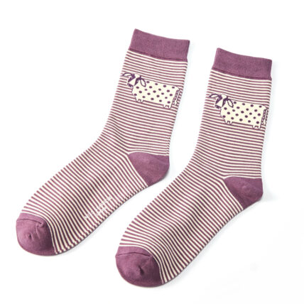 Cute Cow Stripes Socks Purple-0
