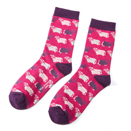 Cute Cows Socks Damson-0
