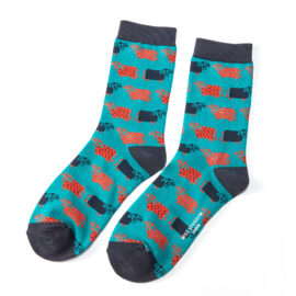 Cute Cows Socks Teal-0