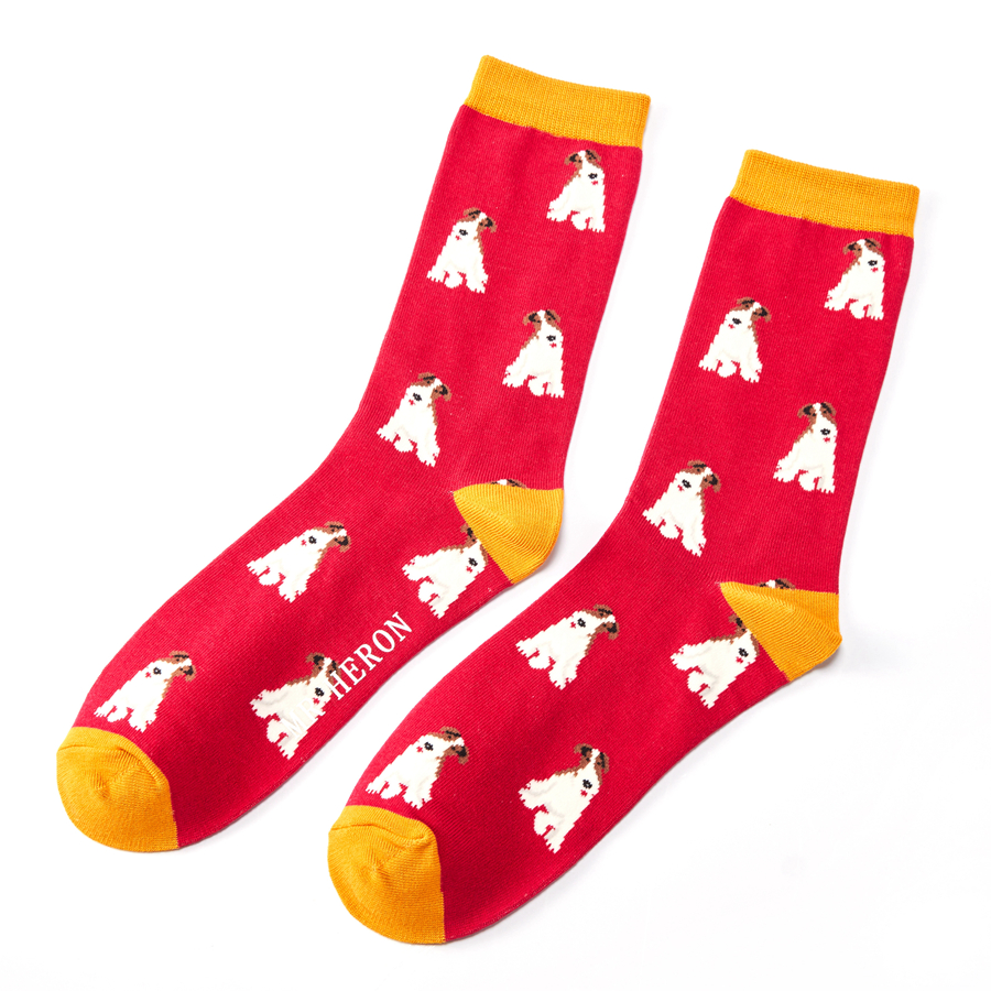 Mr Heron Fox Terrier Socks Red