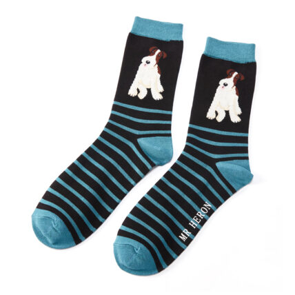 Mr Heron Fox Terrier Stripes Socks Black-1909
