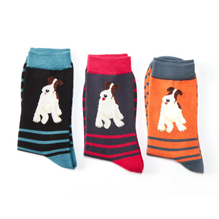 Mr Heron Fox Terrier Stripes Socks Navy-1914