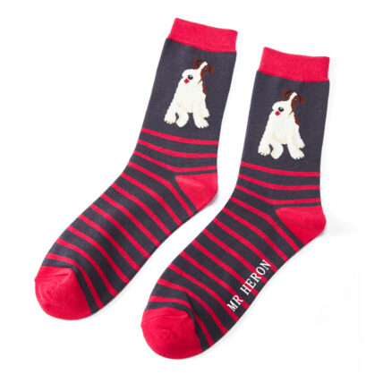 Mr Heron Fox Terrier Stripes Socks Navy-0