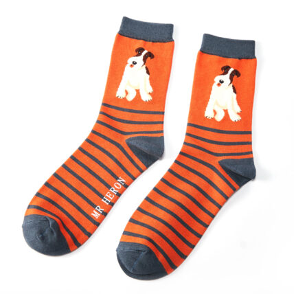 Mr Heron Fox Terrier Stripes Socks Orange-0