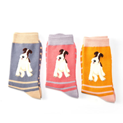 Fox Terrier Stripes Socks Pink-1920