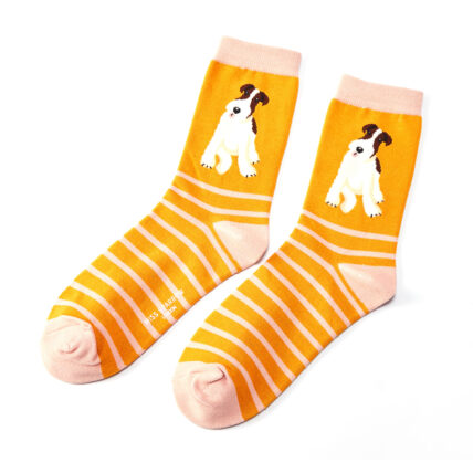 Fox Terrier Stripes Socks Mustard-0