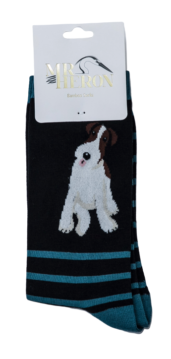 Mr Heron Fox Terrier Stripes Socks Black-0