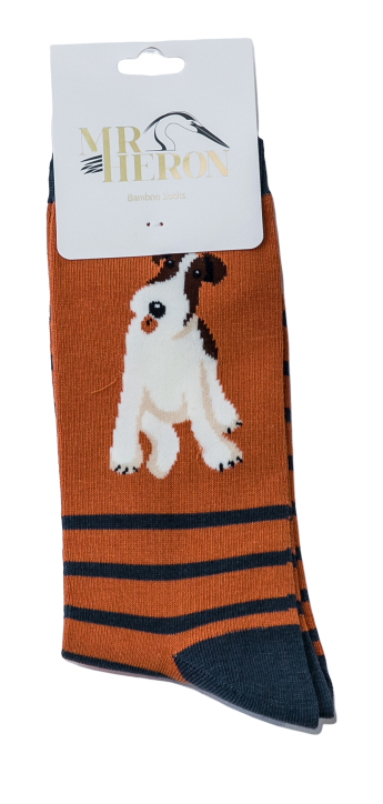Mr Heron Fox Terrier Stripes Socks Orange-2457