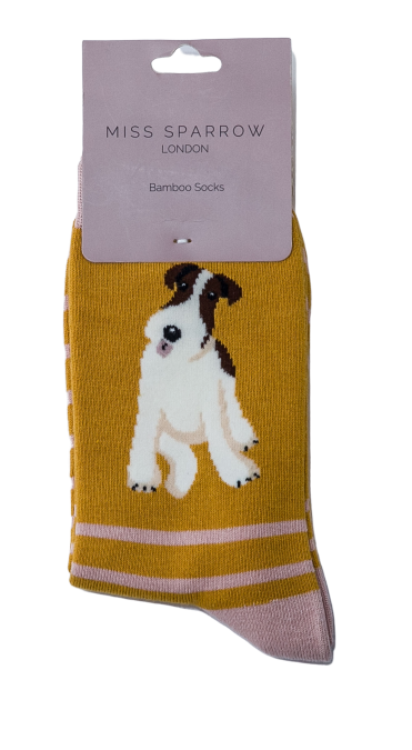 Fox Terrier Stripes Socks Mustard-2520