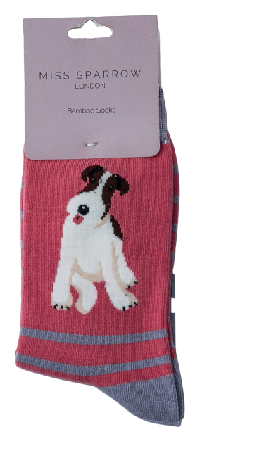 Fox Terrier Stripes Socks Pink-2522