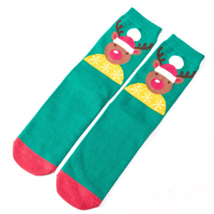 Mr Heron Santa Reindeer Socks Green-0