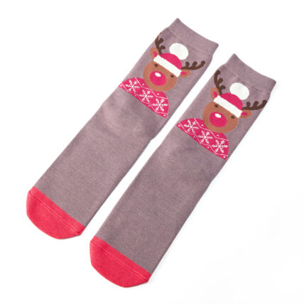 Mr Heron Santa Reindeer Socks Grey-0
