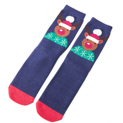 Mr Heron Santa Reindeer Socks Navy-0