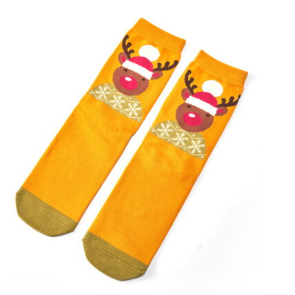 Santa Reindeer Socks Mustard-0