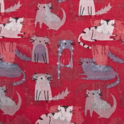 Cats Scarf Red-2135