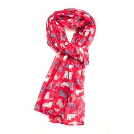Cats Scarf Red-0