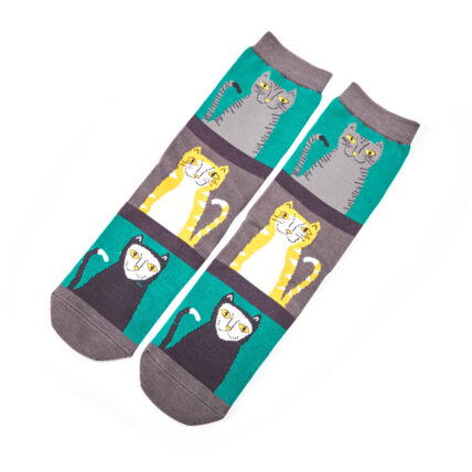 Cats & Stripes Socks Green-0