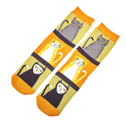 Cats & Stripes Socks Olive-0