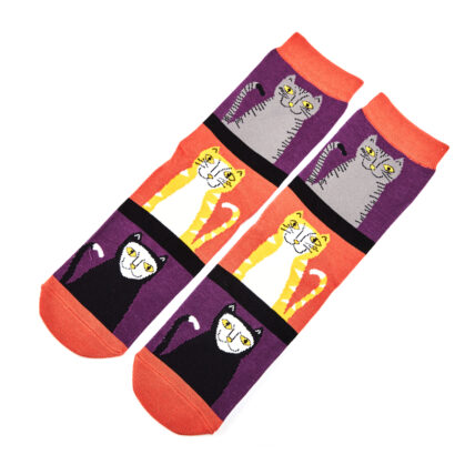 Cats & Stripes Socks Purple-0