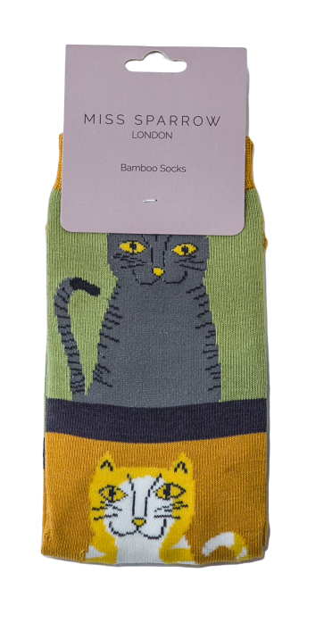 Cats & Stripes Socks Olive-2444