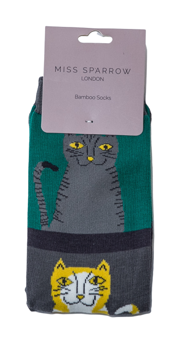 Cats & Stripes Socks Green-2441