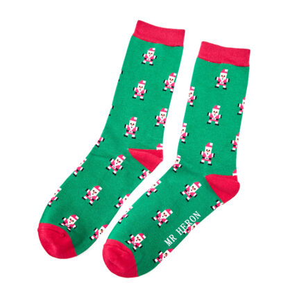 Mr Heron Pixel Santa Socks Green-0