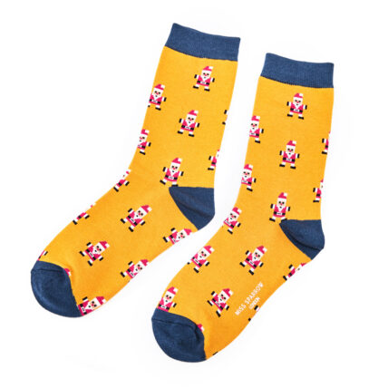 Pixel Santa Socks Mustard-0