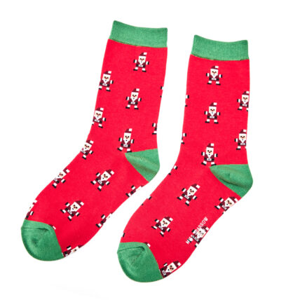 Pixel Santa Socks Red-0