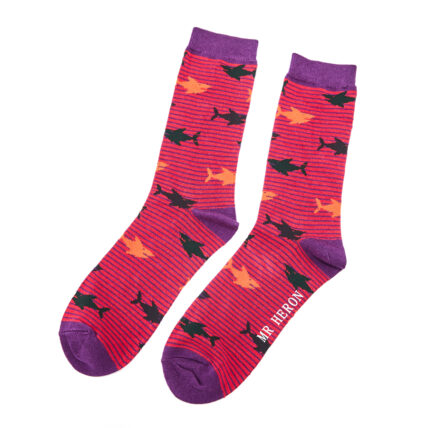 Mr Heron Sharks Socks Red-0